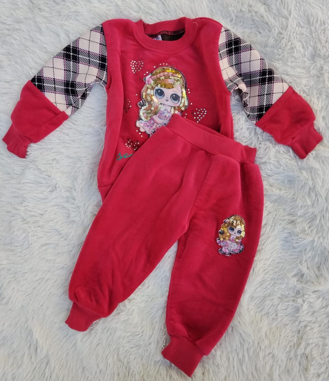 Conjunto Niña Rosa Fucsia con Muñeca Lentejuelas